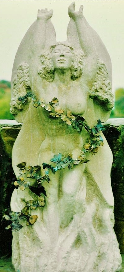 "Butterfly Fairy" , 1994, Limestone with bronze butterflies, 30" tall, Duluth, MN